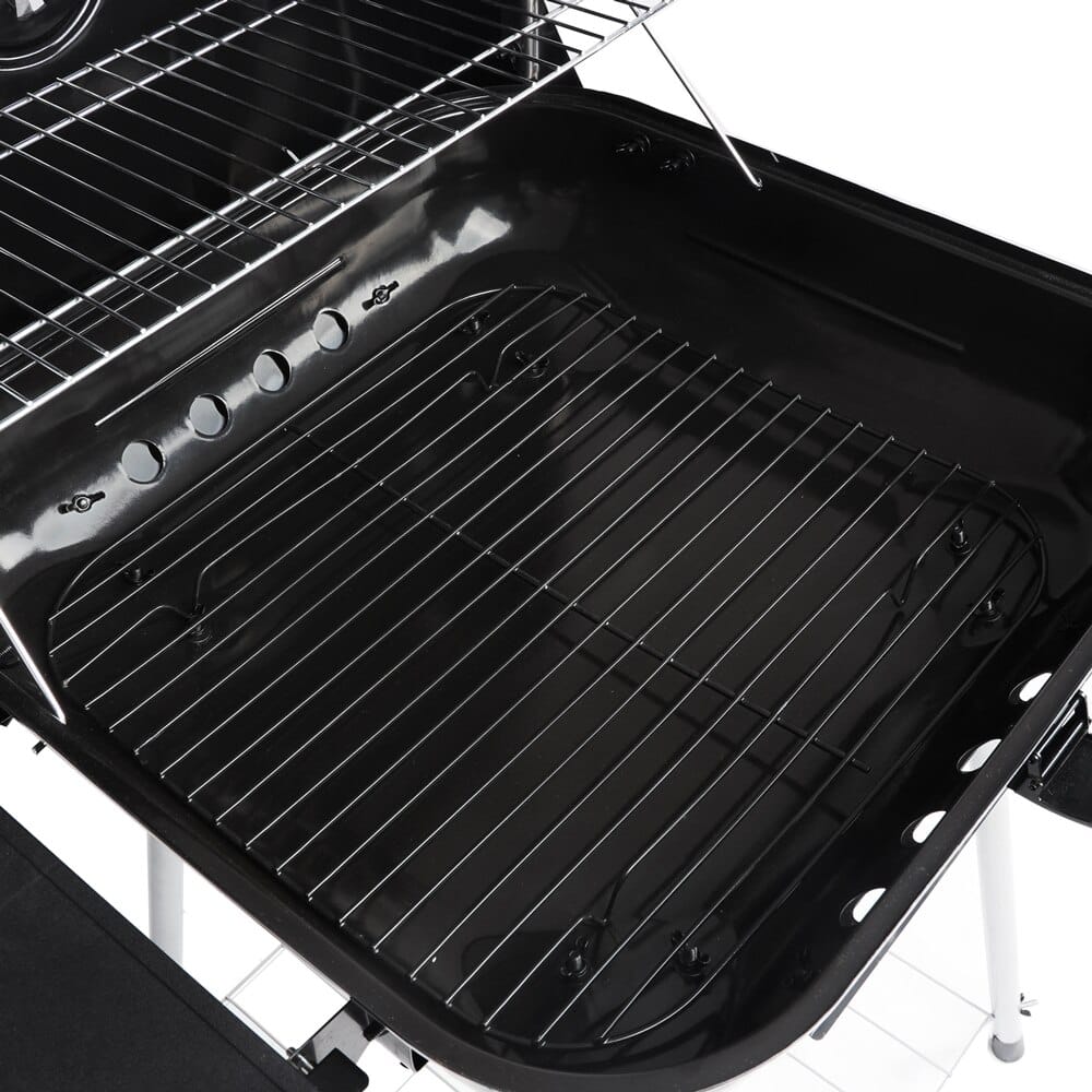 Charcoal Square Portable Grill with Foldable Side Shelf