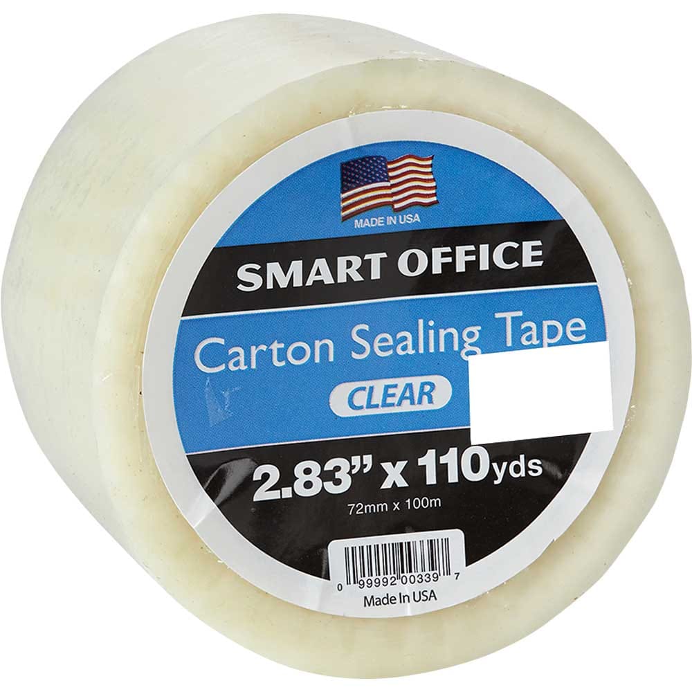Smart Office Clear Carton Sealing Tape, 2.83" x 110 yds