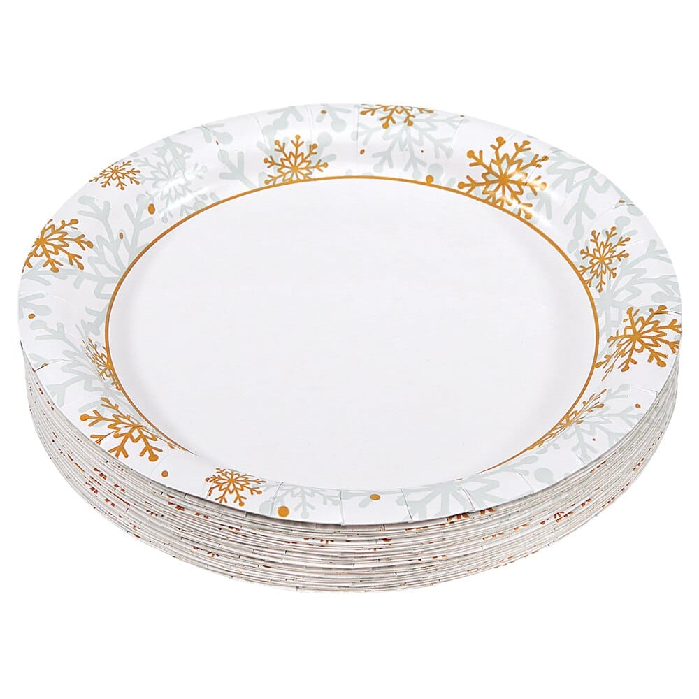 Glad Limited Edition Premium Gold Snowflake Paper Plates, 30 Count