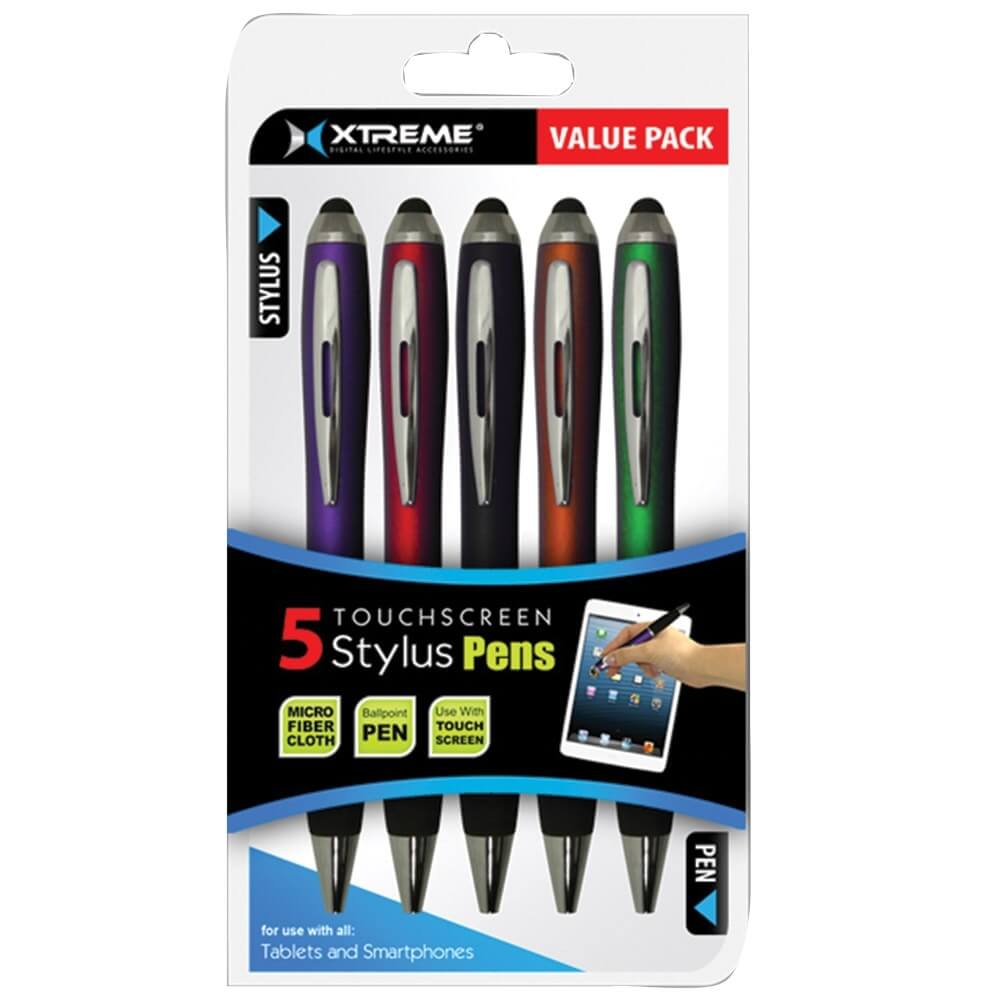 Xtreme Touchscreen Stylus Pens, 5 Pack