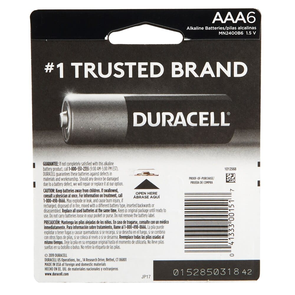Duracell Alkaline AAA Batteries, 6-Count