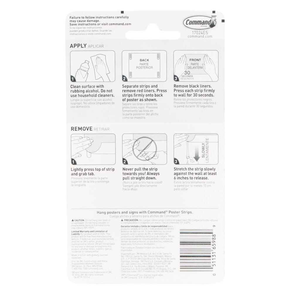 3M Command Poster Hanging Strips, 12-Count