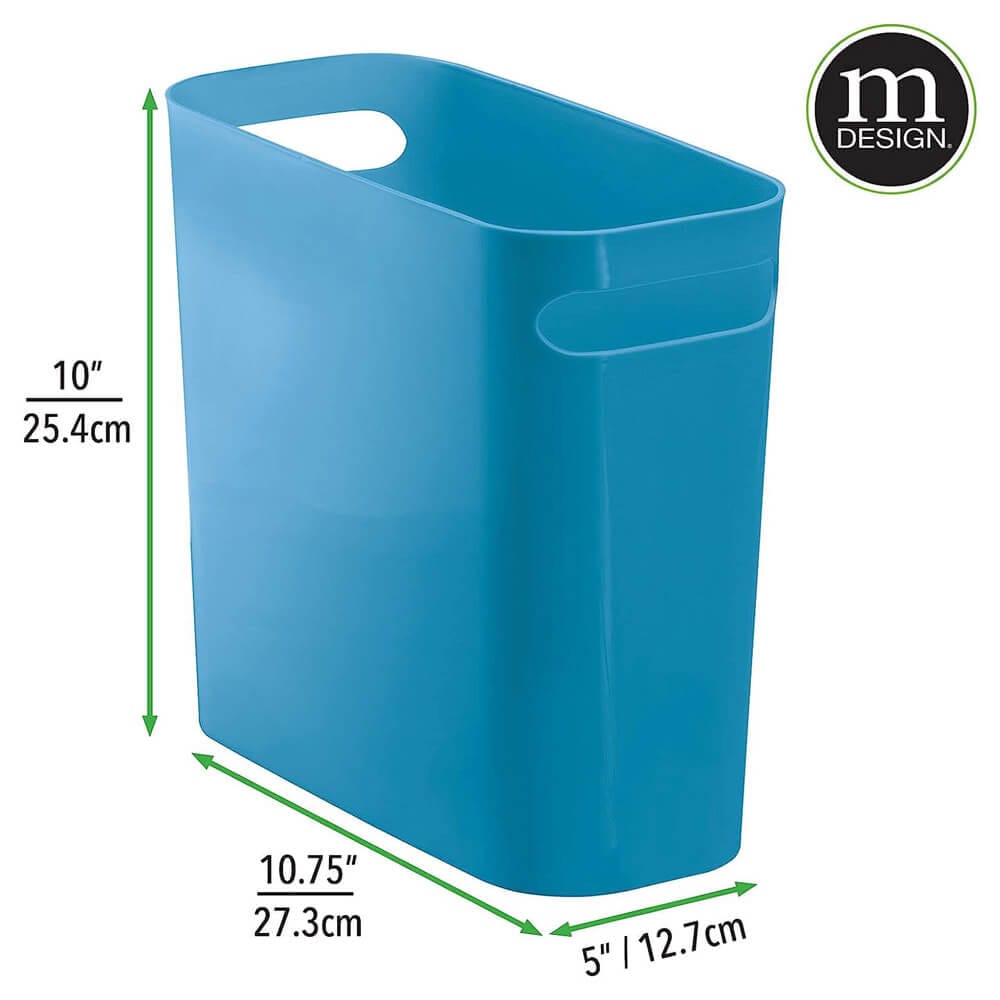 mDesign Compact Toilet Brush/Rectangular Waste Can Combination Set, Cornflower Blue