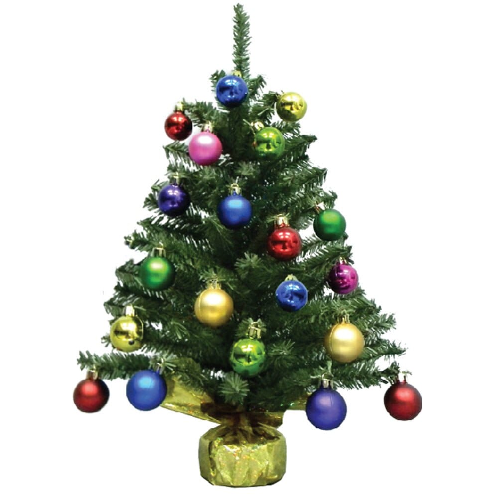 Jingle Time 18" Artificial Christmas Tree with Plastic Ornaments