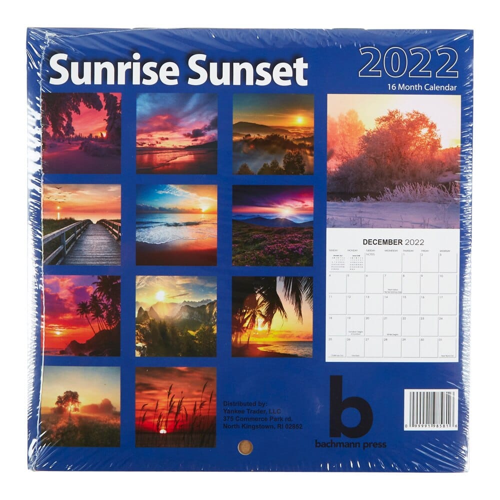 2022 Mini Sunrise Sunset Themed 16-Month Wall Calendar, 6" x 6"