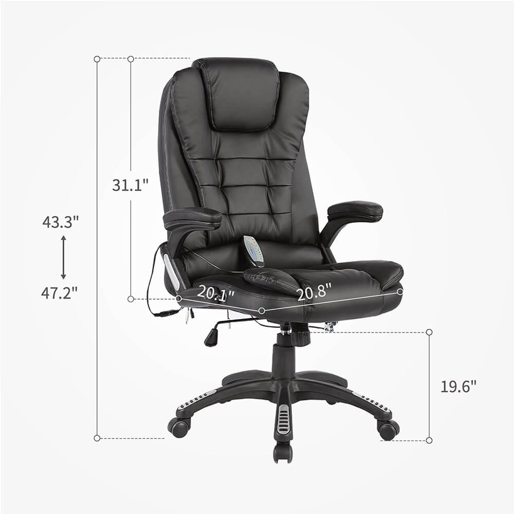 Mecor High-Back Faux Leather Office Chair with Heat & Massage, Black