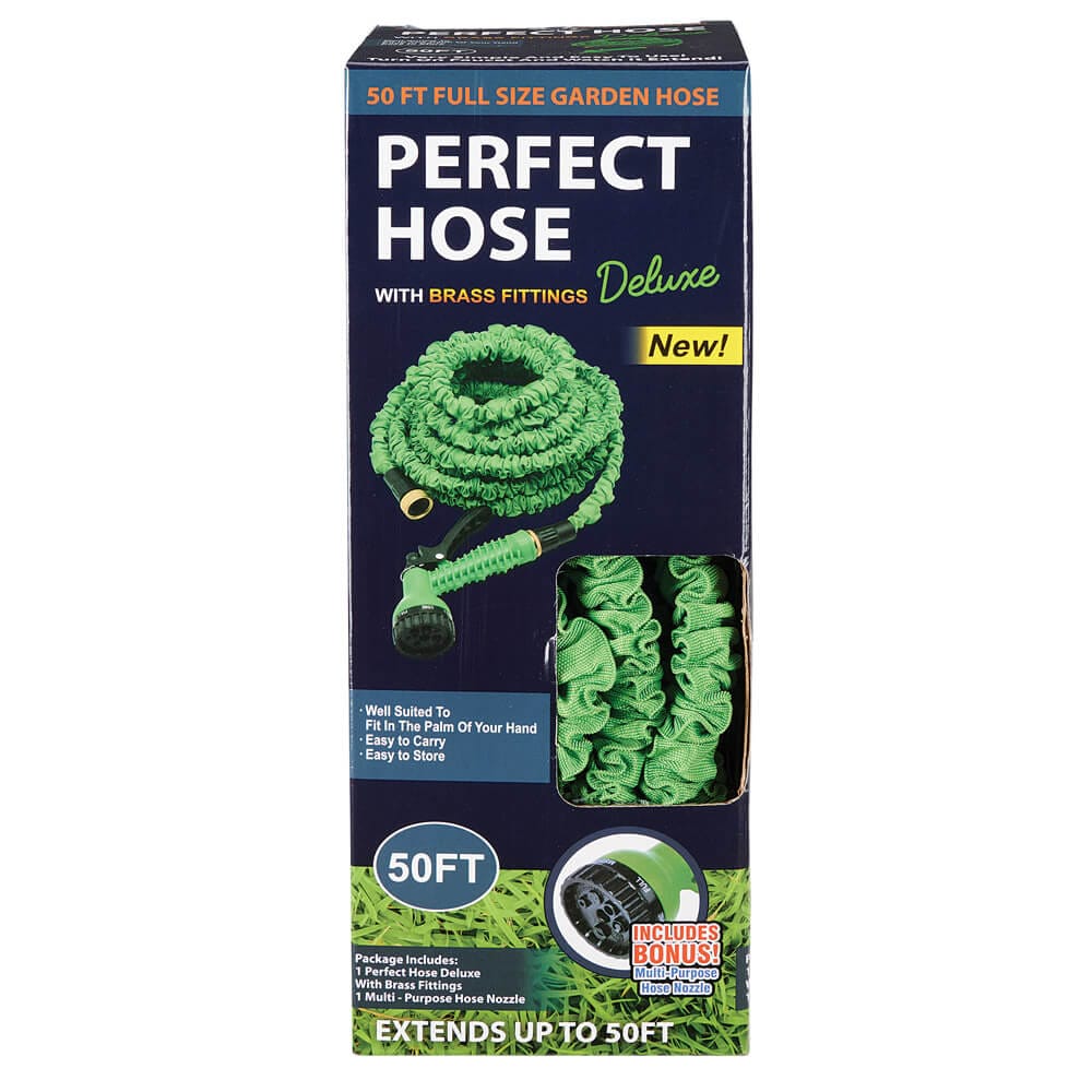 Perfect Hose Deluxe Full Size Garden Hose with Brass Fittings, 50'
