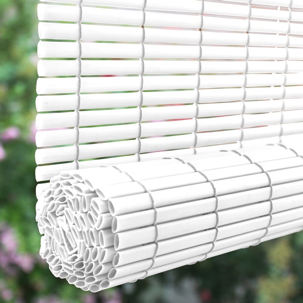 Indoor/Outdoor White PVC Cord Free Roll-Up Blind, 72"