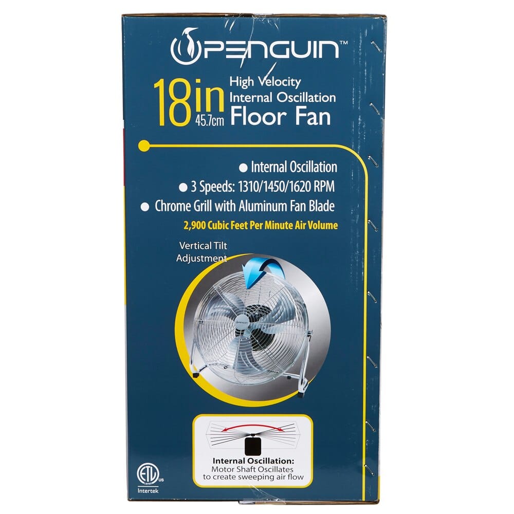 Penguin High Velocity Internal Oscillation Floor Fan, 18"