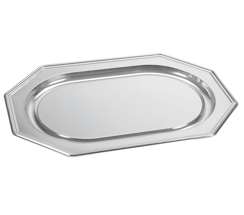 Silver Plastic Serving Plate, 18"