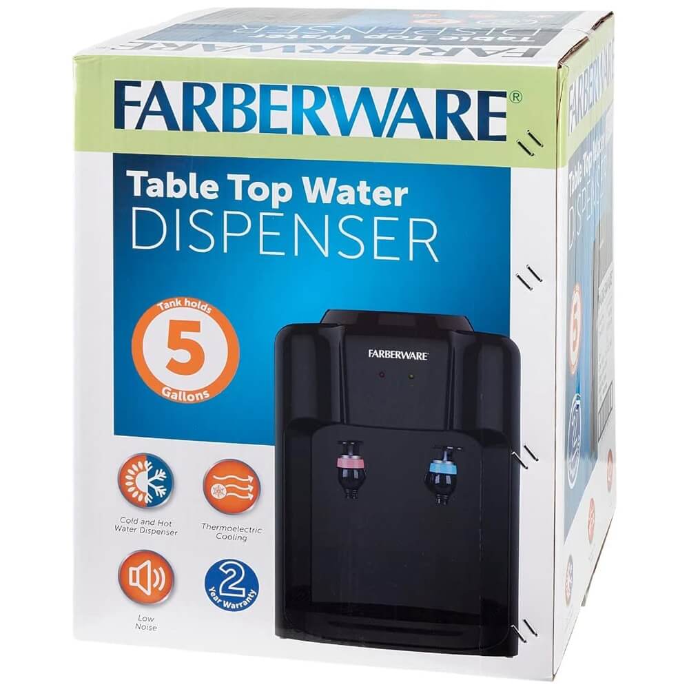 Farberware Freestanding Hot and Cold Water Countertop Water Dispenser, Black