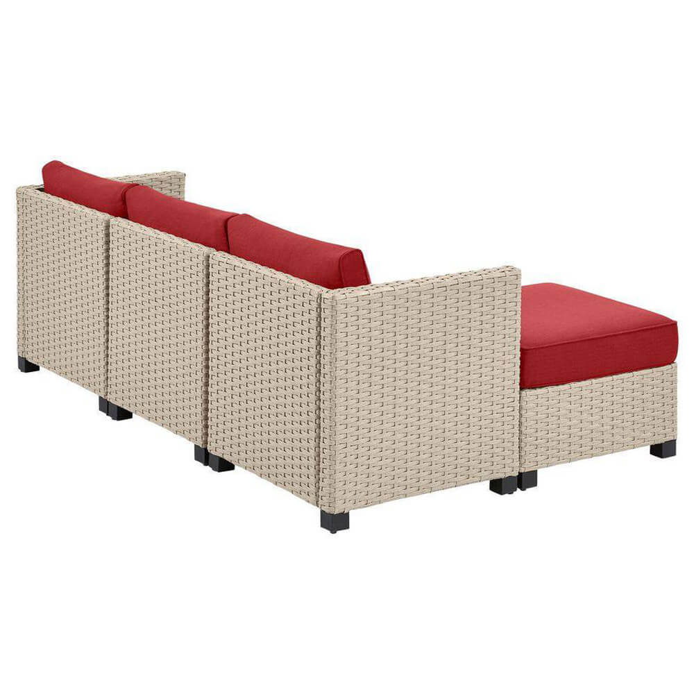 StyleWell Sandpiper 4-Piece Resin Wicker Patio Sectional, Chili Red