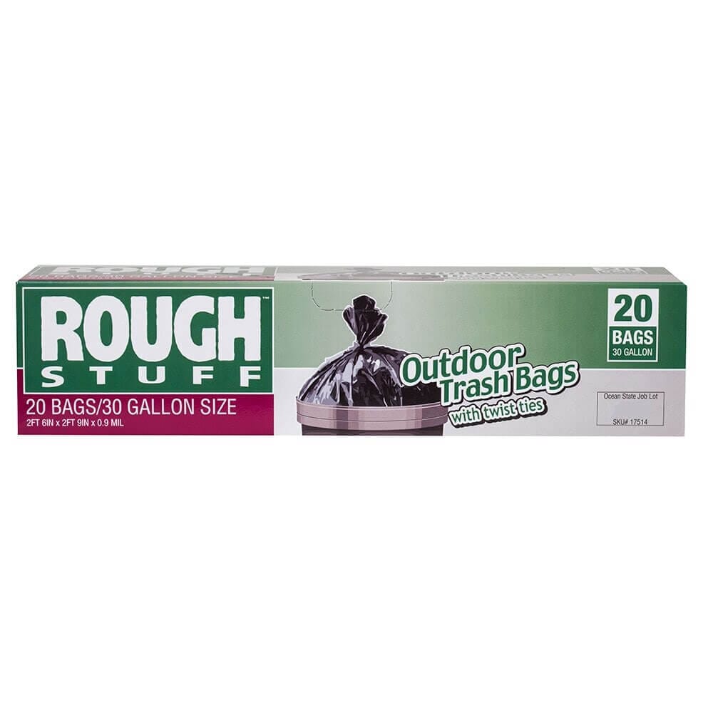 Rough Stuff 30 Gal Outdoor Trash Bags, 20 Count