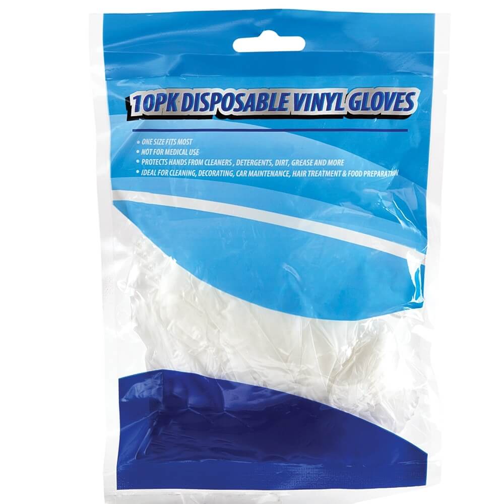 Disposable Vinyl Gloves, 10-Pack