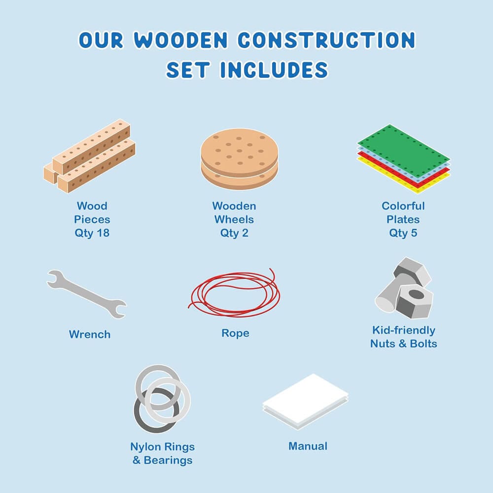 Funphix 272-Piece Wooden Building Blocks Set for Kids