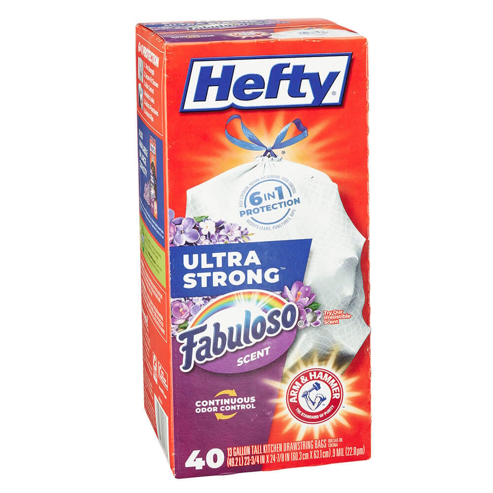 Hefty Ultra Strong Fabuloso Scented 13 Gallon Trash Bags, 40 Count