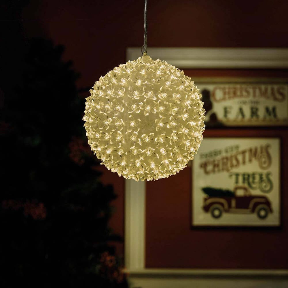Alpine 5" LED Sphere Christmas Ornament with 9-Function Remote Control, Warm White/Cool White