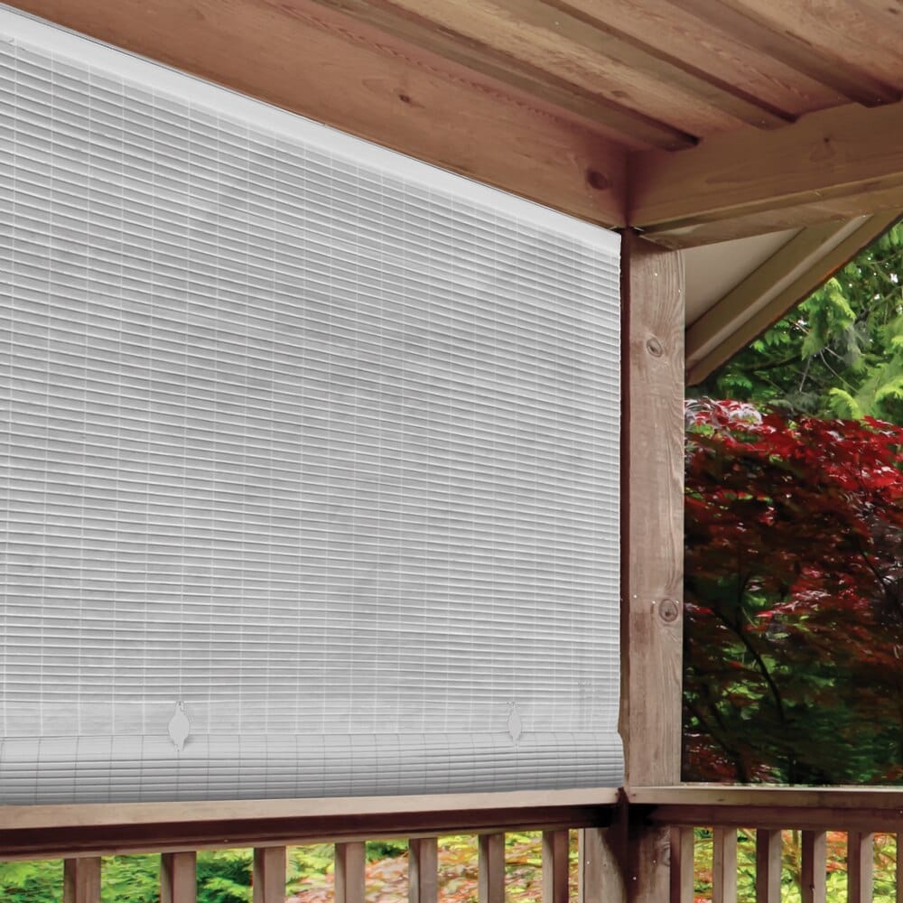 Indoor/Outdoor White PVC Cord Free Roll-Up Blind, 48"