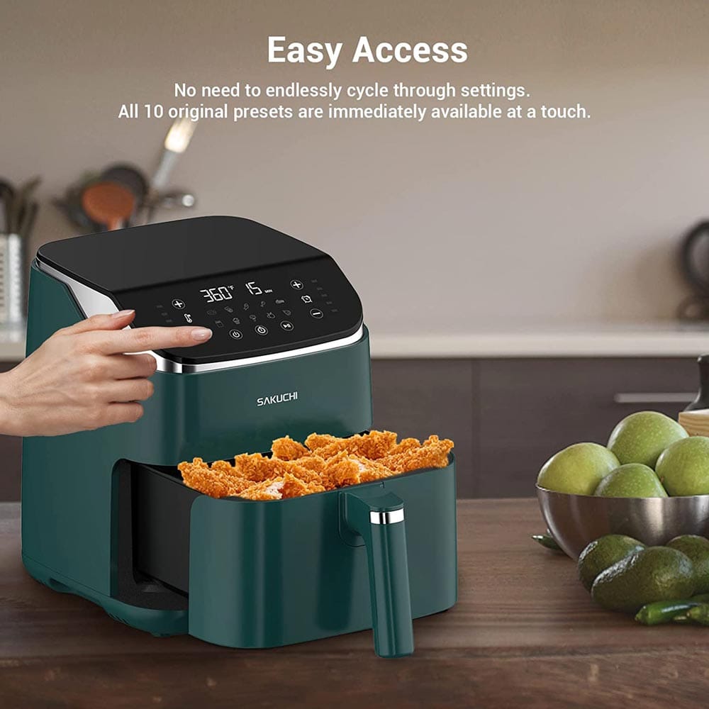 Sakuchi 10-in-1 Digital Air Fryer with LED Touch Screen, 5.8 qt, Green