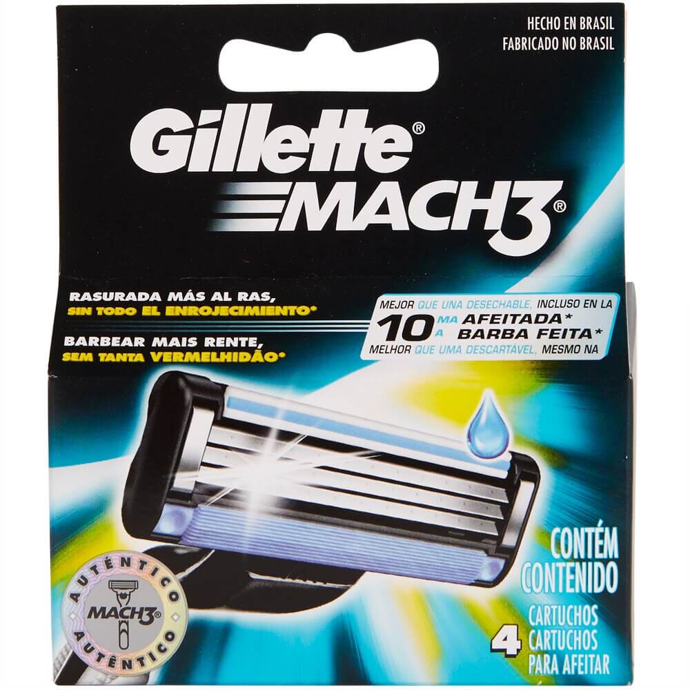 Gillette Mach3 Razor Blade Refills, 4 Count