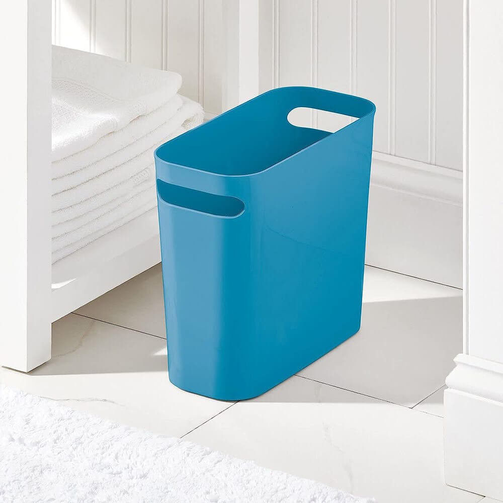 mDesign Compact Toilet Brush/Rectangular Waste Can Combination Set, Cornflower Blue