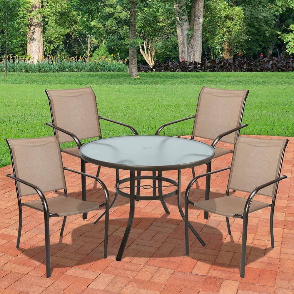 Glass Top Round Patio Table, 40"