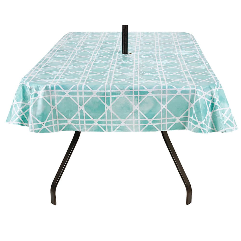 Island Paradise Vinyl Outdoor Tablecloth with Umbrella Hole and Zipper