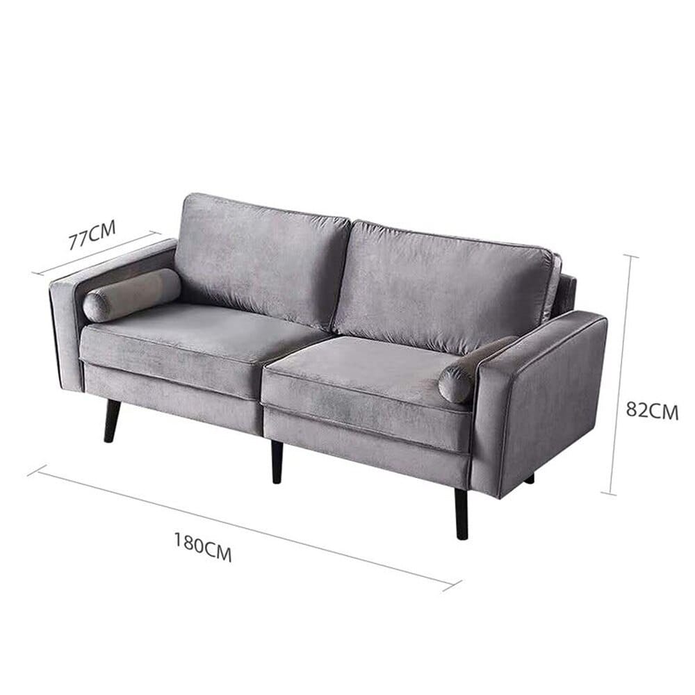 Velvet Square Arm Sofa, Gray