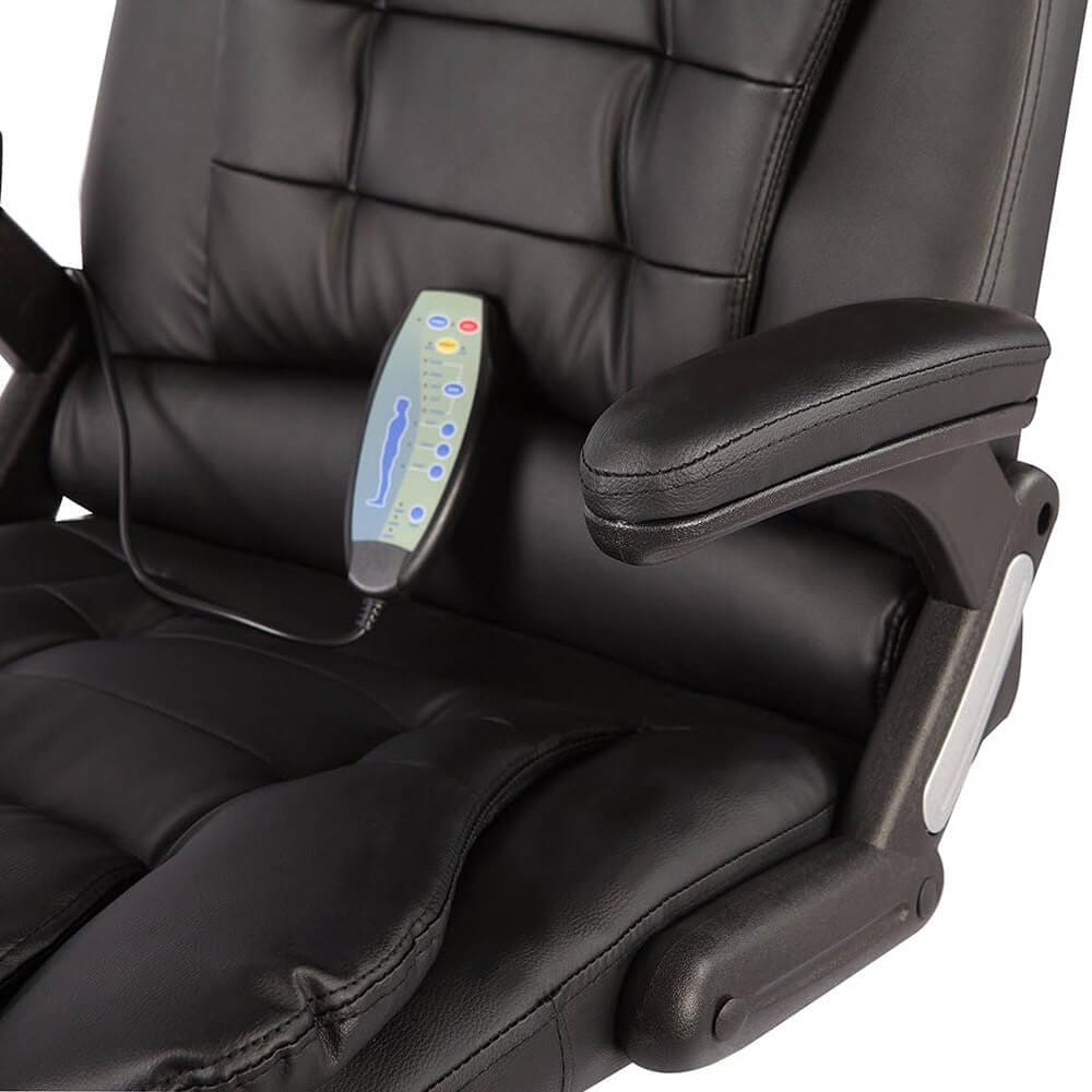 Mecor High-Back Faux Leather Office Chair with Heat & Massage, Black