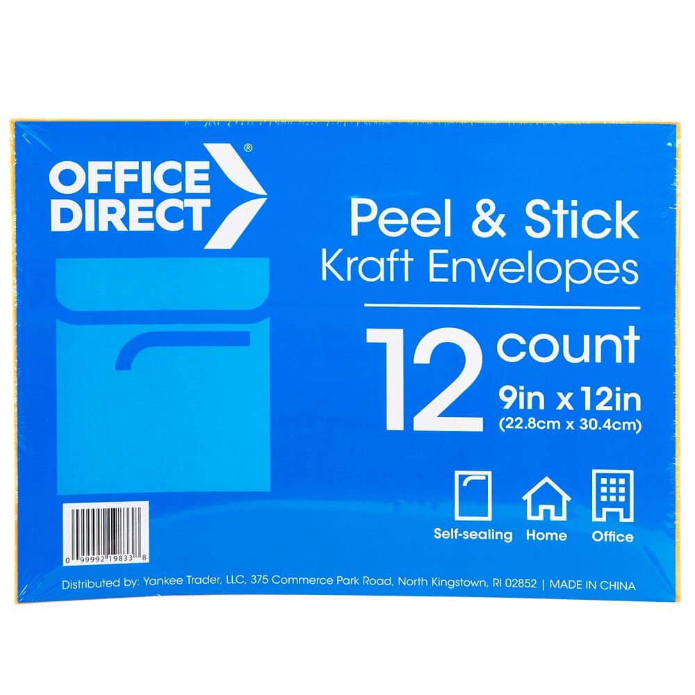Office Direct 9" x 12" Peel and Stick Kraft Envelopes, 12-Count