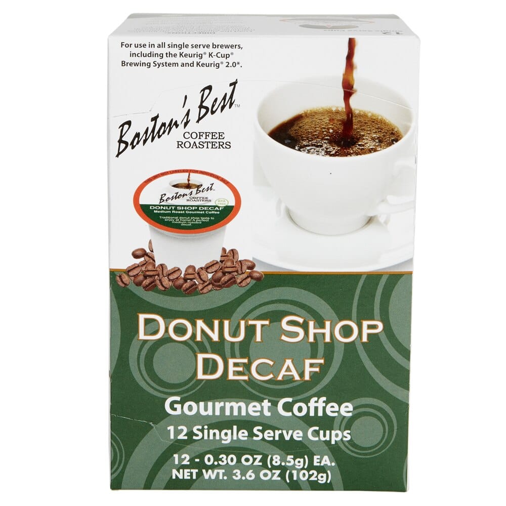 Boston's Best Medium Roast Donut Shop Decaf Gourmet Coffee Cups, 12 Count