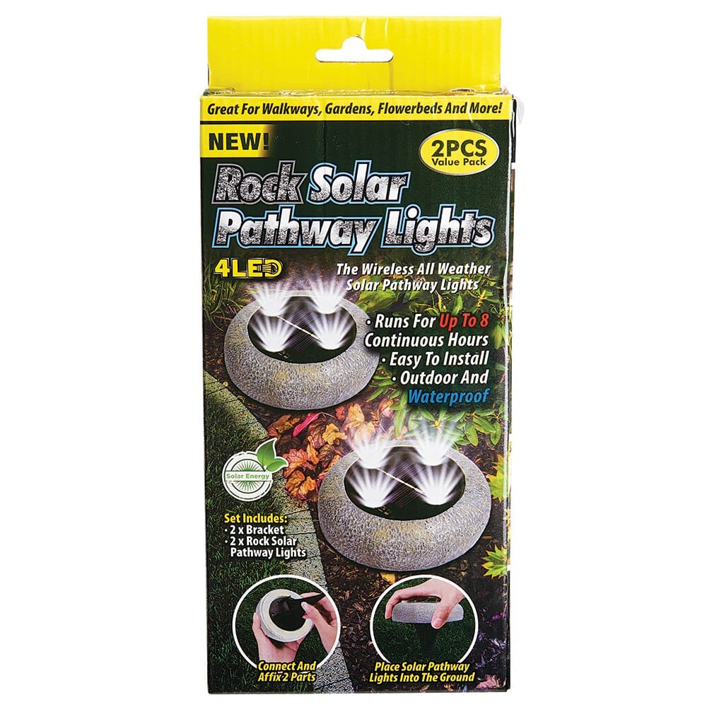 Rock Solar Pathway Lights, 2-Pack