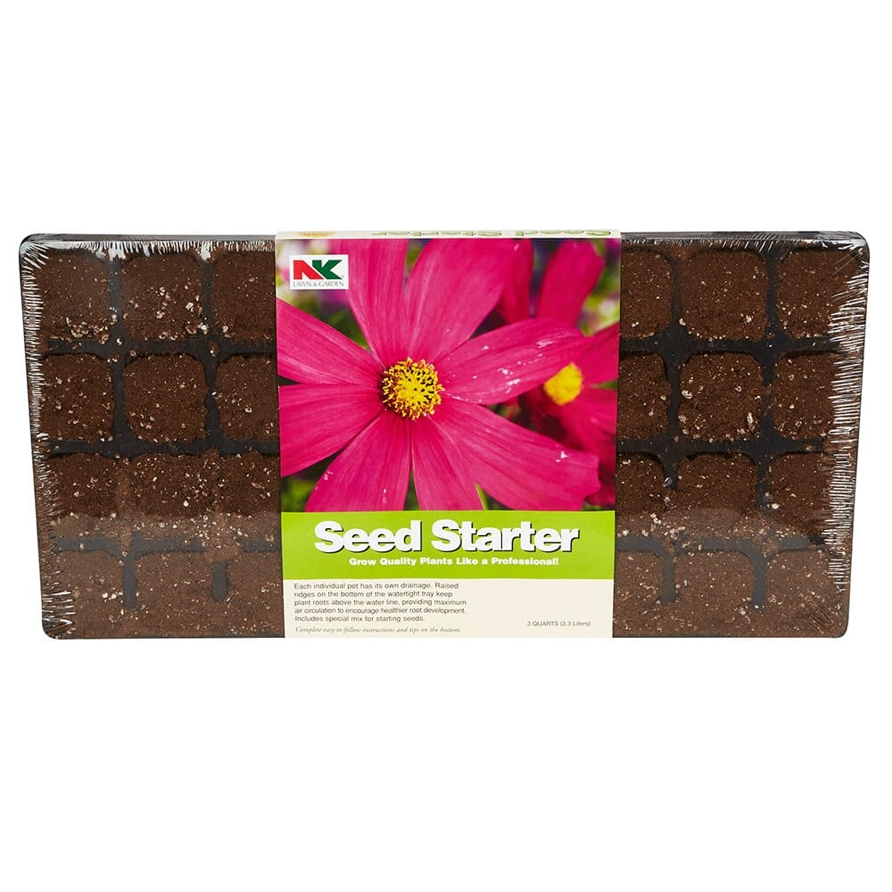 NK Lawn & Garden 36 Cell Seed Starter Tray with Mix, 11" x 22"