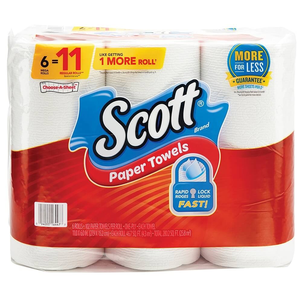 Scott Paper Towels, 6 Mega Rolls