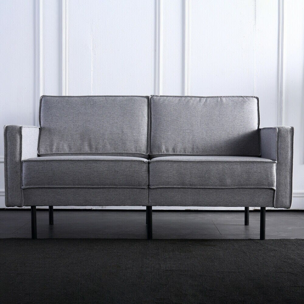 Double-Seated Solid Wood Frame Sofa, Gray