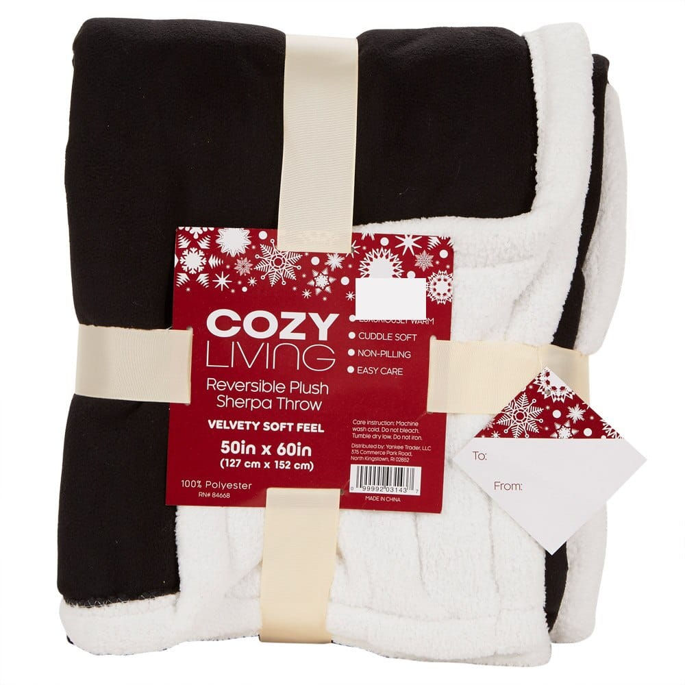 Cozy Living Plush Reversing to Sherpa Throw Blanket, 50" x 60"