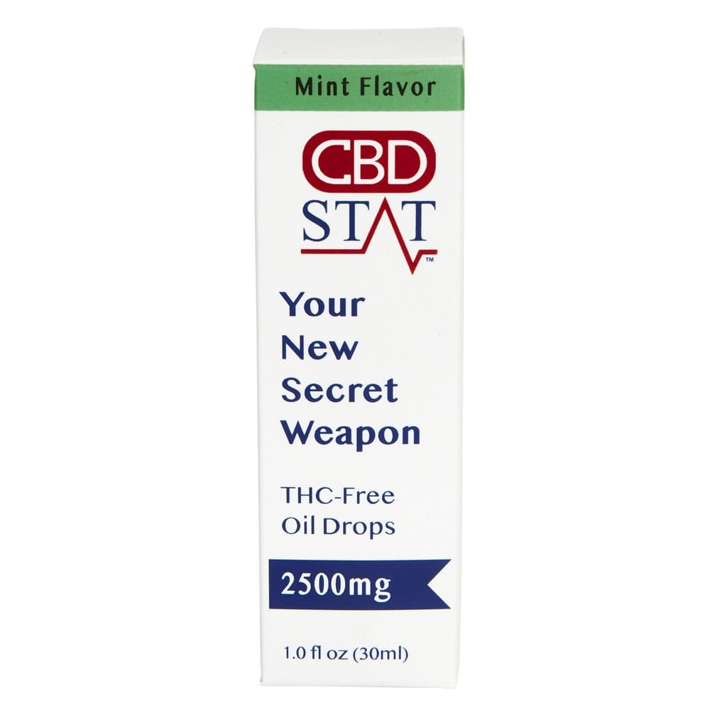 CBD Stat THC-Free 2500mg Mint Flavor Oil Drops, 1 oz