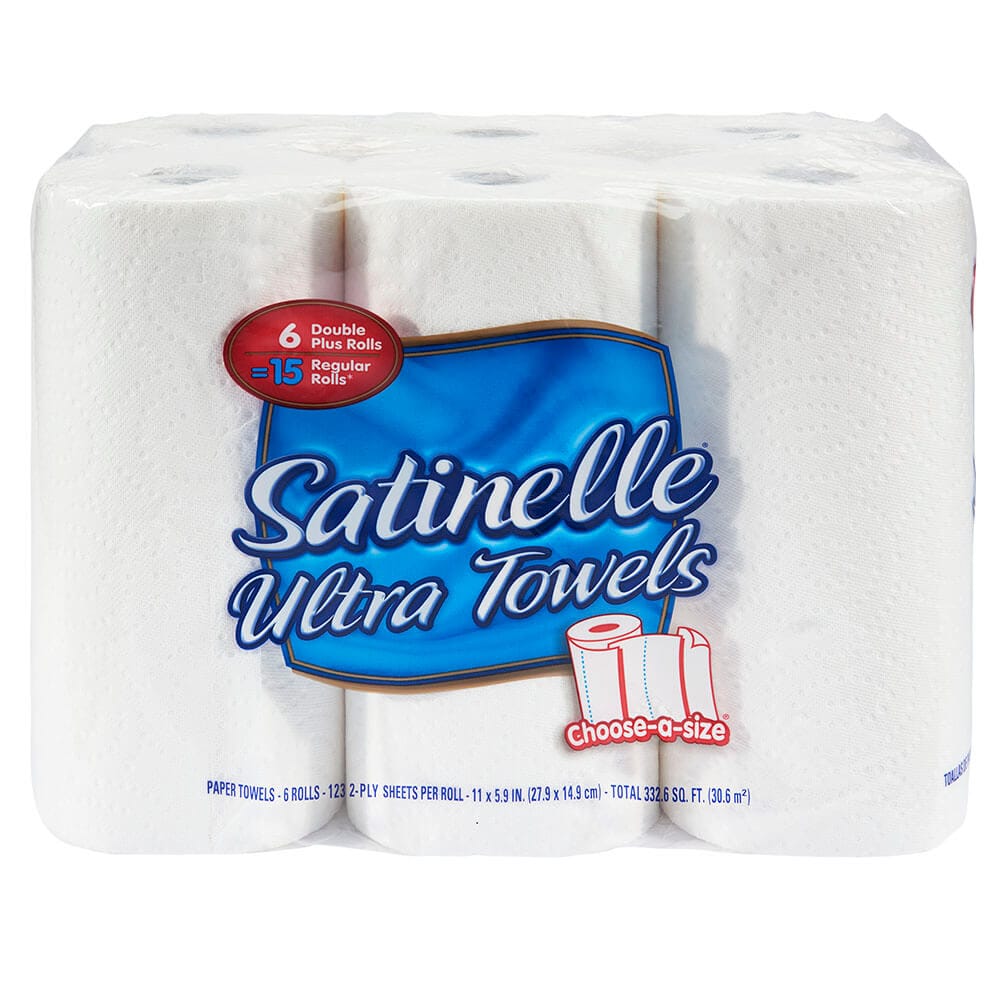 Satinelle Double Plus Ultra Paper Towels, 6 Rolls