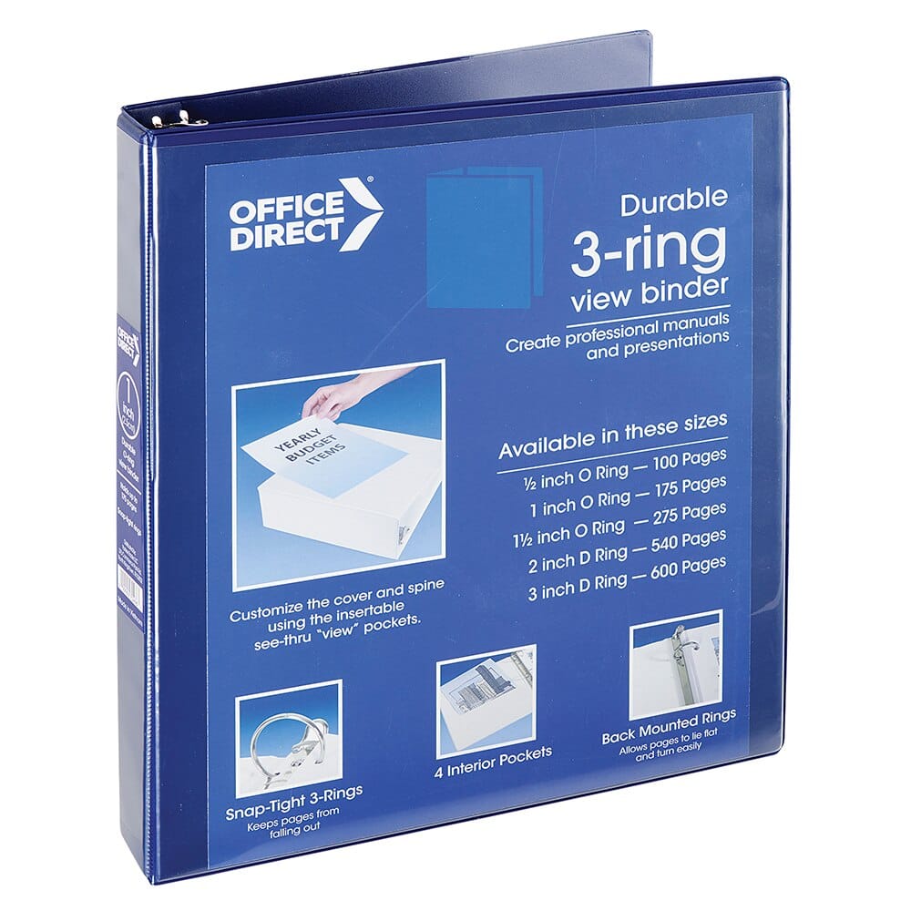 Office Direct Durable O-Ring View Binder, 1"