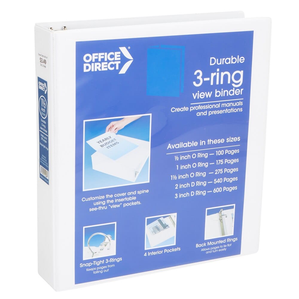 Office Direct O-Ring View Binder, 1.5"