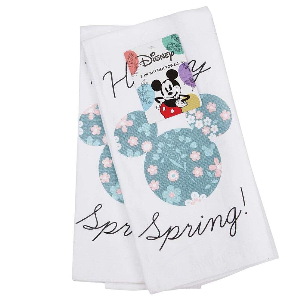 Disney Mickey Mouse and Minnie Mouse Spring Cotton Kitchen Towels, 2-Count