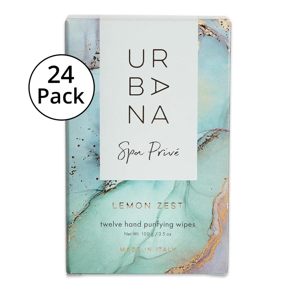 Urbana Spa Prive Collection Individual Hand Purifying Wipes, Lemon Zest, 12 ct, 24-Pack