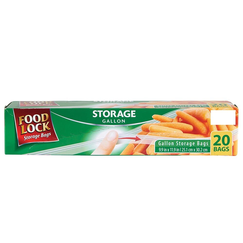 Food Lock Zip Close Gallon Storage Bags, 20 Count