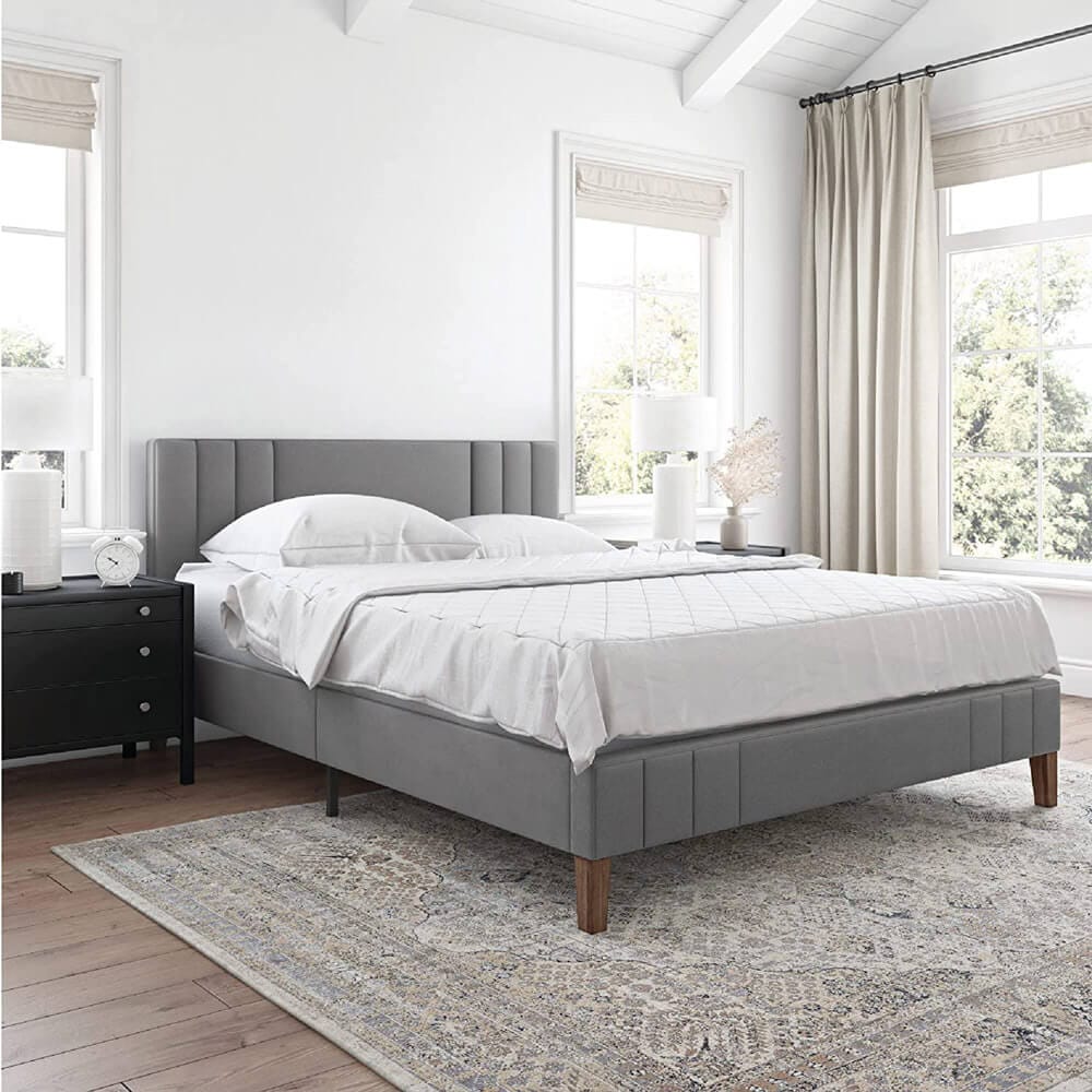 Classic Brands Chicago Modern Tufted Upholstered Full Bed Frame, Peyton Slate