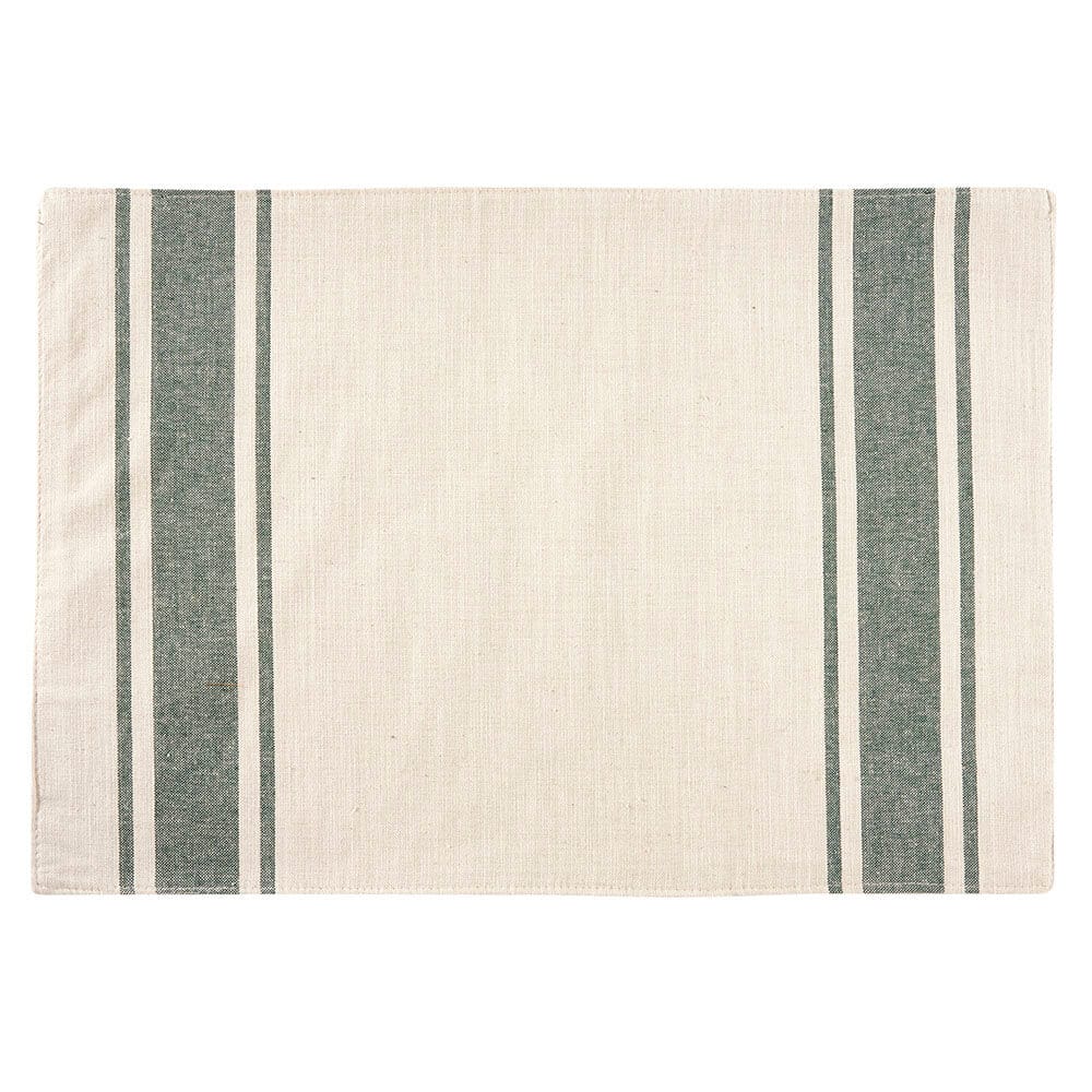 Green Striped Fabric Ezra Placemat, 13 x 19