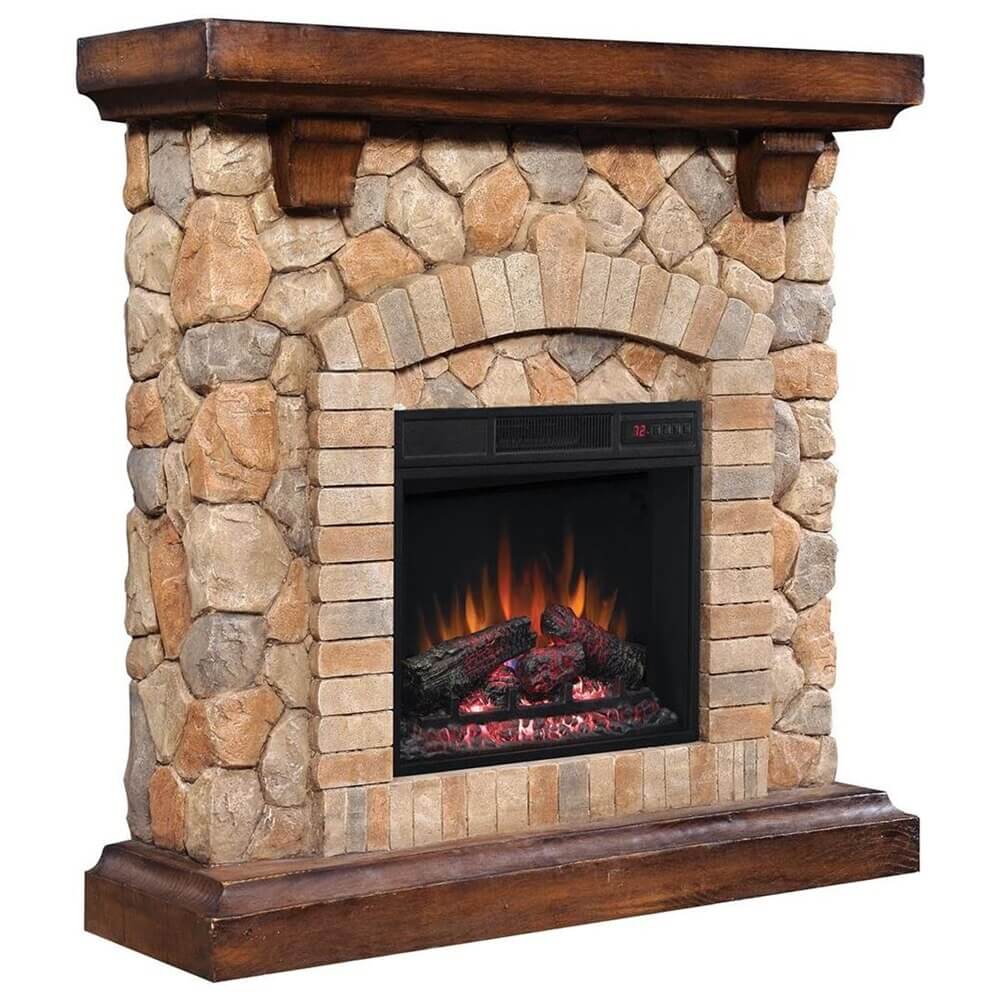 Twin Star Home Tequesta Electric Fireplace Heater, Old World Brown