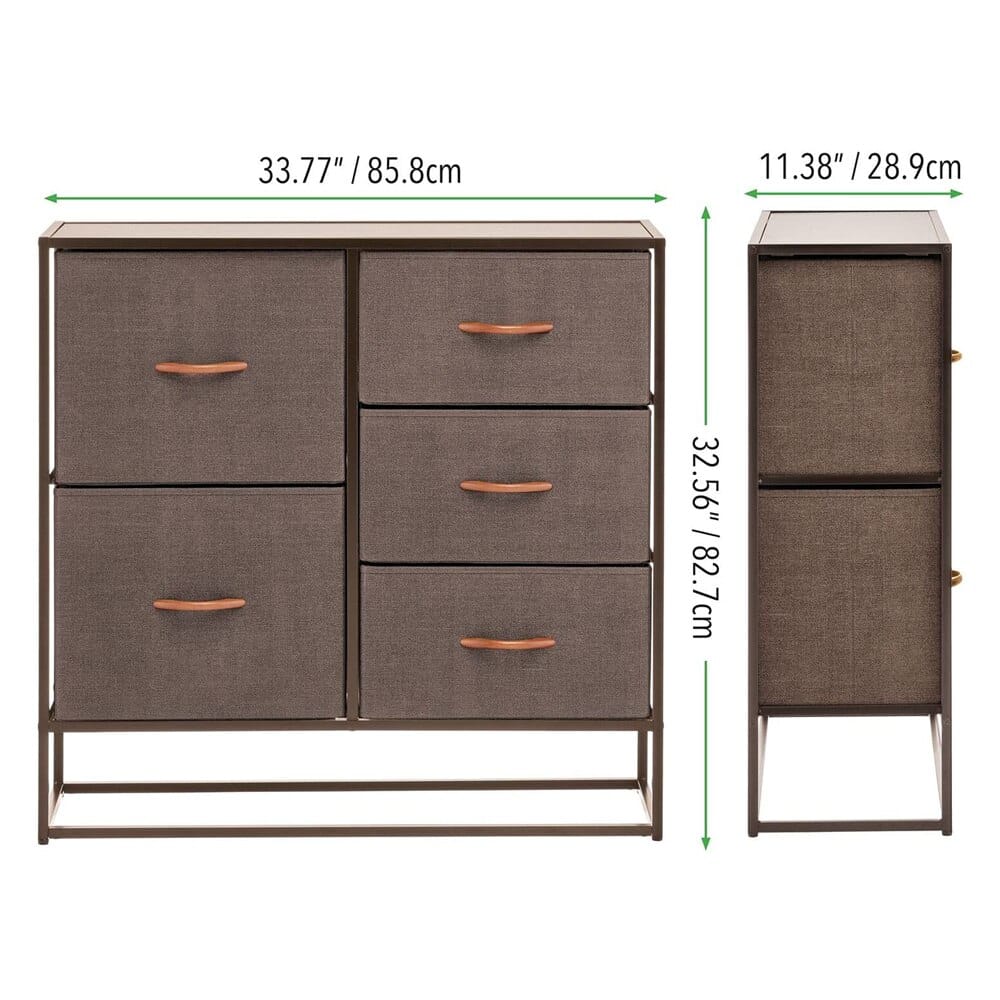 mDesign Tall Modern 5-Drawer Storage Dresser Unit, Espresso