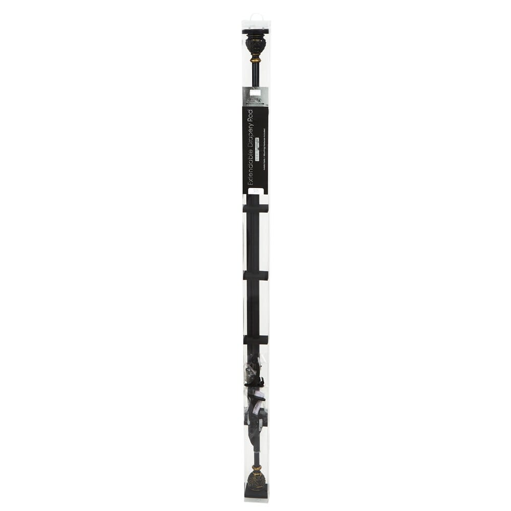 Black Matte 44" - 108" Extendable Drapery Rod, 3/4"