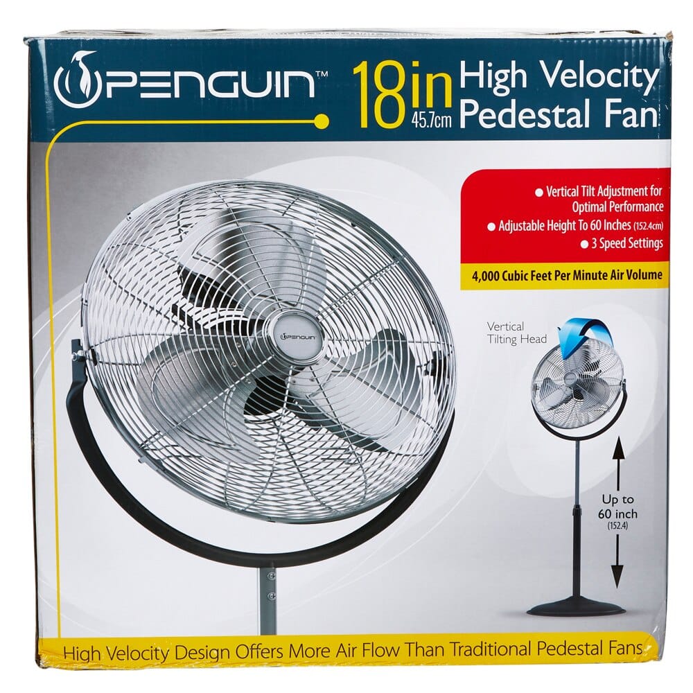 Penguin High Velocity Pedestal Fan, 18"