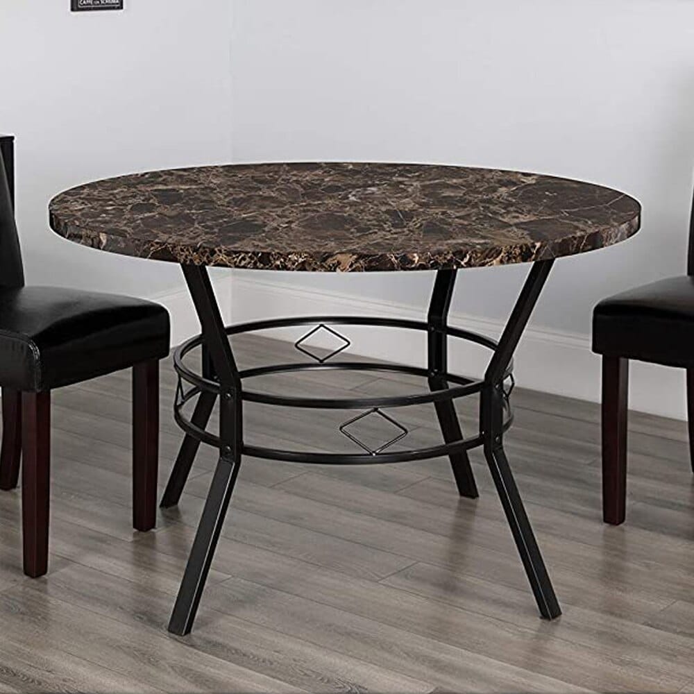 Tremont Round Dining Table, Espresso Marble, 42"